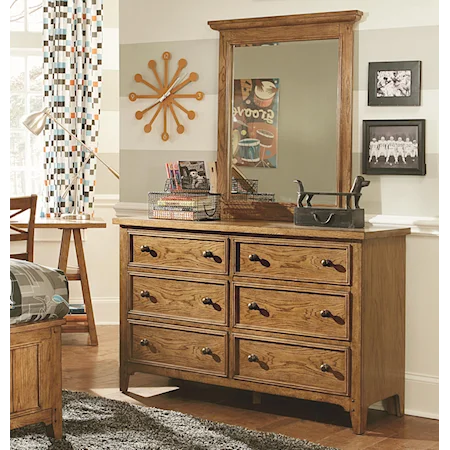 Six Drawer Dresser & Landscape Mirror